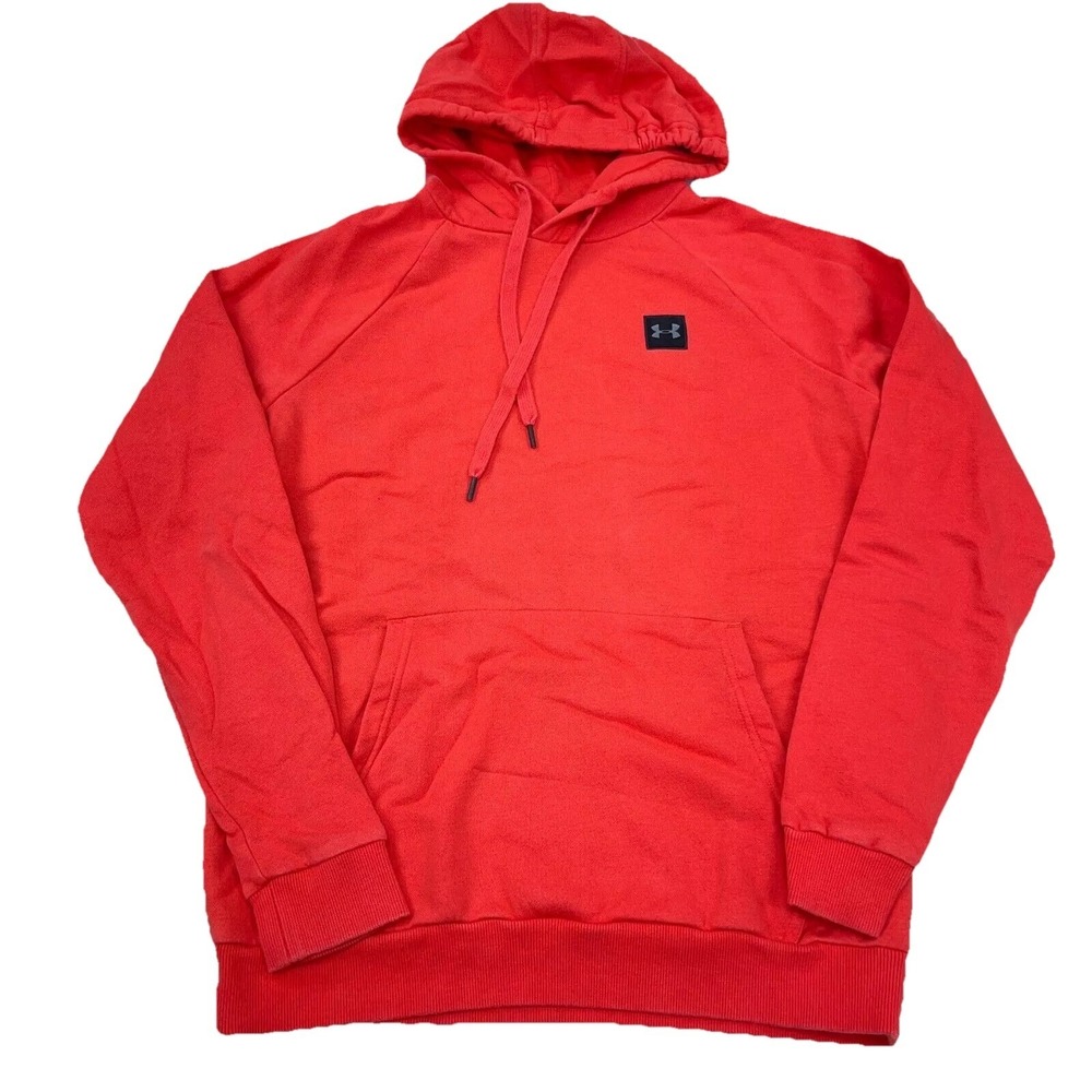 Under Armour Hoodie‎ Men Medium Orange Sweatshirt Sweater Training Cotton A07*